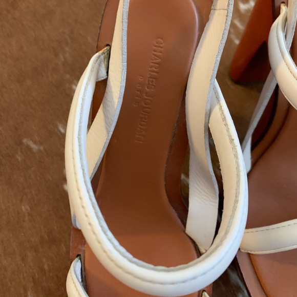 CHARLES JOURDAN Glossy Wood Platforms, Cream - Picture 6 of 13